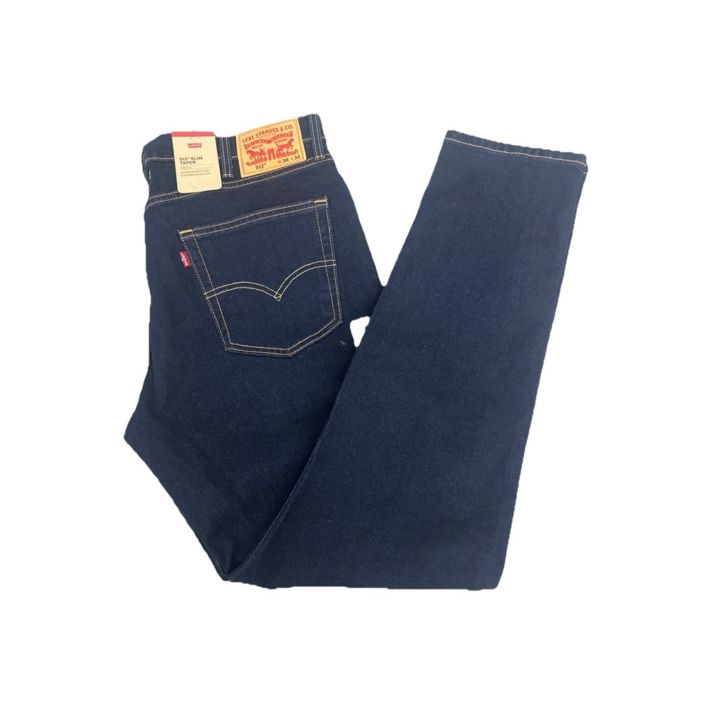 Levi's 512 Men's 38x32‎  Slim Taper Stretch Dark Blue Denim Jeans New